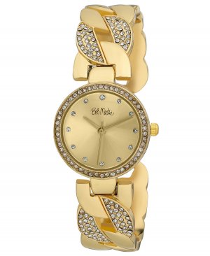 Часы-браслет из сплава золотистого цвета с переплетенными кристаллами унисекс, 26 мм , золотой Bob Mackie