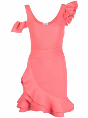 Платье мини с оборками Alexander McQueen. Цвет: розовый