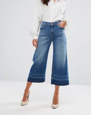 Широкие укороченные джинсы с классической талией и необработанными кра J Brand. Цвет: синий