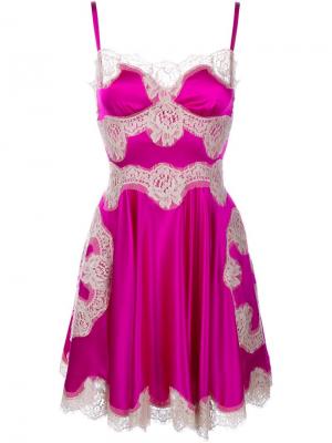 Шелковая комбинация с кружевной отделкой Dolce & Gabbana. Цвет: розовый и фиолетовый