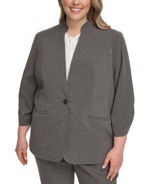 Куртка больших размеров в тонкую полоску на одной пуговице , серый Calvin Klein