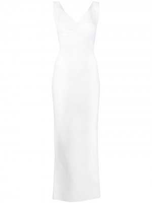 Вечернее платье с V-образным вырезом Herve L. Leroux. Цвет: белый