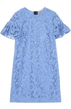 Кружевное мини-платье с коротким рукавом Burberry. Цвет: голубой