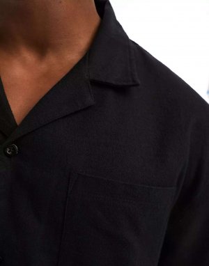 Пижамный комплект ASOS из черной фланелевой рубашки и брюк с длинными рукавами