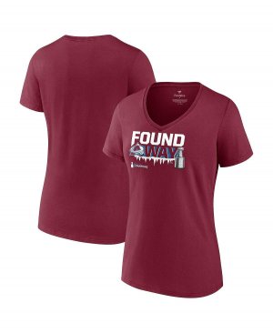 Женская фирменная бордовая футболка с v-образным вырезом «Колорадо Эвеланш», чемпионы Кубка Стэнли 2022, большого размера Fanatics