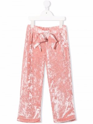 Бархатные брюки с завязками Miss Grant Kids. Цвет: розовый