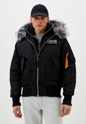 Куртка утепленная и брелок Apolloget AVIATOR HD Black/Cinnamon. Цвет: черный