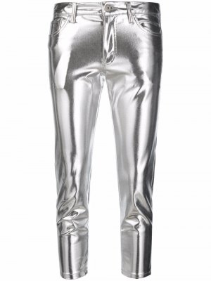 Metallic cropped-leg trousers Junya Watanabe. Цвет: серый