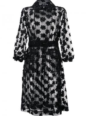 Прозрачное пальто с цветочной вышивкой Simone Rocha. Цвет: чёрный