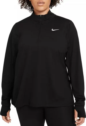 Женская рубашка Element с длинным рукавом и молнией 1/2 (большие размеры), черный Nike