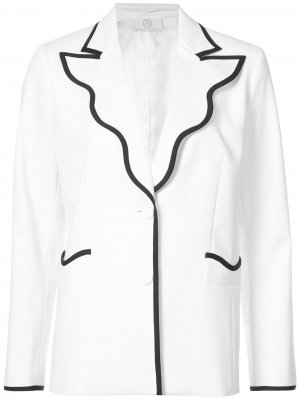 Облегающий пиджак с контрастной отделкой Sara Battaglia. Цвет: белый