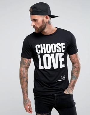 Черная футболка из органического хлопка с принтом Choose Love -Черный Help Refugees