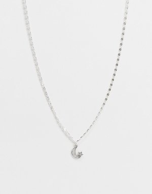 Посеребренное ожерелье-воротник с подвеской в виде месяца Luna-Серебристый Regal Rose
