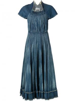Джинсовое плиссированное платье Junya Watanabe Comme Des Garçons. Цвет: синий