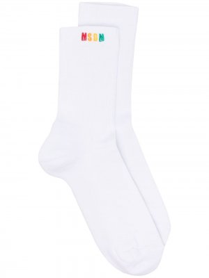 Носки с вышитым логотипом MSGM. Цвет: белый