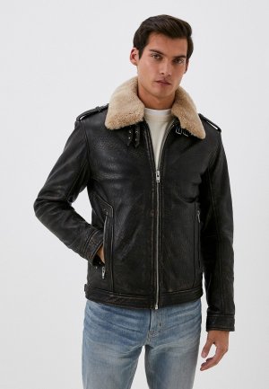 Куртка кожаная утепленная Urban Fashion for Men. Цвет: коричневый