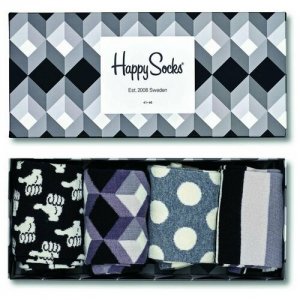 Подарочный набор носков 4-Pack Black and White Socks Gift Set (разноцветный / 29) Happy. Цвет: мультиколор