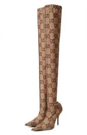 Текстильные ботфорты x Balenciaga Gucci. Цвет: коричневый