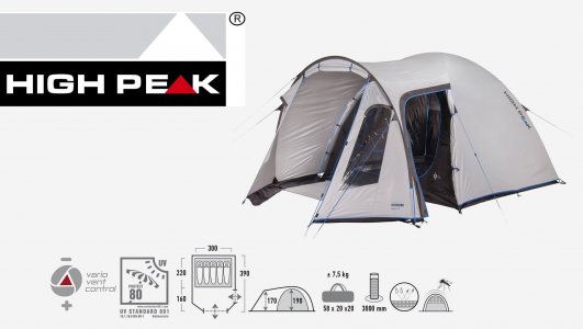 Палатка 5-местная Tessin 5.0, Серый, размер Без размера High Peak. Цвет: серый