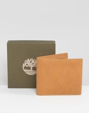 Кожаный бумажник с кармашком для монет Timberland. Цвет: рыжий