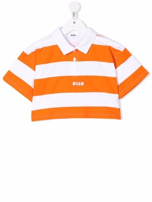 Cotton cropped polo shirt MSGM Kids. Цвет: белый