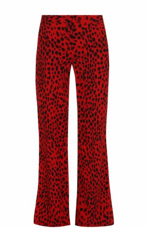 Расклешенные брюки с леопардовым принтом Roberto Cavalli. Цвет: красный