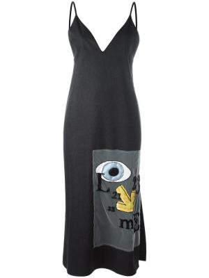 Платье с заплаткой вышивкой Au Jour Le. Цвет: серый