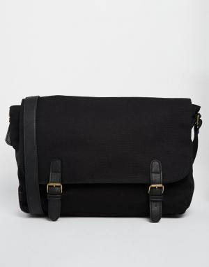 Черный портфель с контрастными ремешками ASOS. Цвет: черный