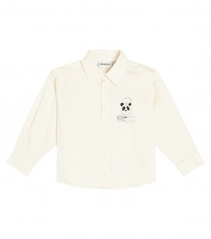 Рубашка chef с пандой из хлопка , белый Mini Rodini