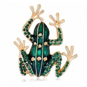 Брошь женская лягушка, зеленая в золоте Fashion jewelry. Цвет: золотистый/зеленый