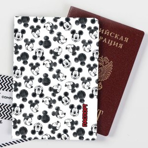 Паспортная обложка, микки маус Disney. Цвет: черный, белый