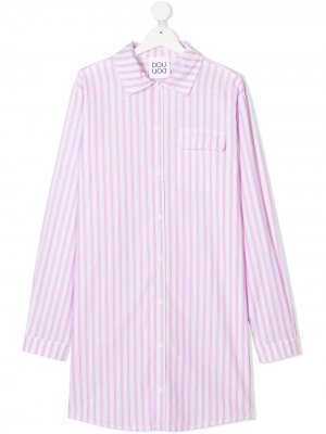 Поплиновая рубашка в полоску Douuod Kids. Цвет: розовый