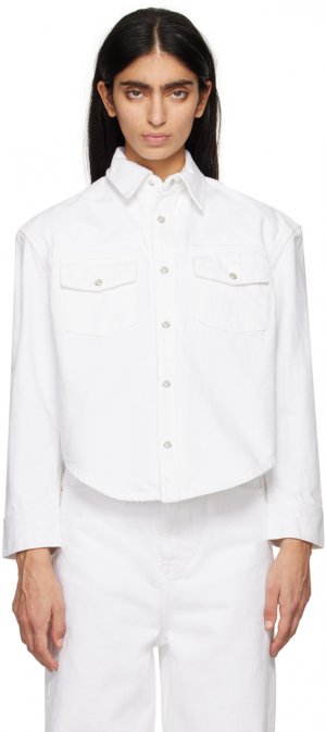 Белая джинсовая куртка на кнопках Wardrobe.Nyc