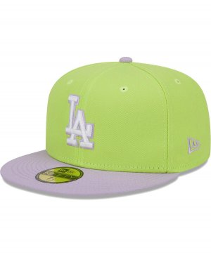 Мужская двухцветная неоново-зеленая, лавандовая шляпа Los Angeles Dodgers Spring Color 59FIFTY. New Era
