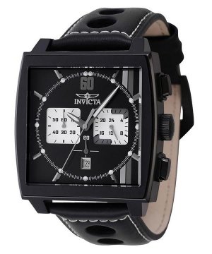 Invicta S1 Rally Chronograph GMT с кожаным ремешком, кварцевые мужские часы черным циферблатом INV46853 100M