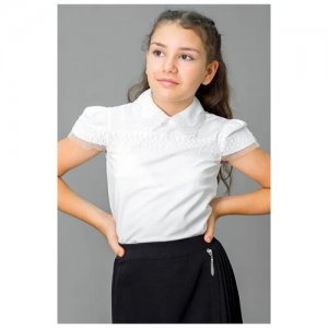 Школьная блуза, размер 130, бежевый COLABEAR. Цвет: бежевый/молочный