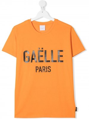 Футболка с логотипом Gaelle Paris Kids. Цвет: оранжевый