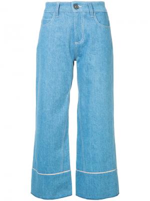 Широкие укороченные джинсы Vionnet. Цвет: синий
