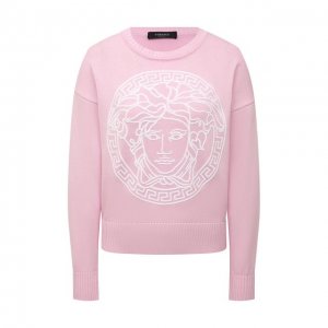 Хлопковый пуловер Versace. Цвет: розовый
