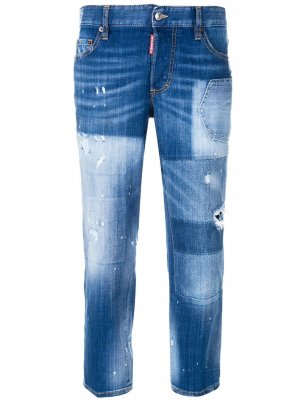 Состаренные джинсы бойфренда Dsquared2. Цвет: синий