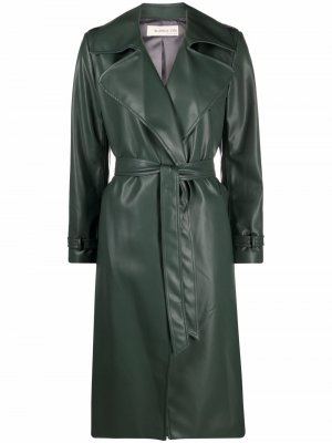 Пальто из искусственной кожи с поясом Blanca Vita. Цвет: зеленый