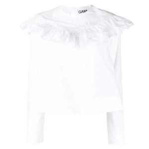 Футболка blouse 151 bright Ganni, белый GANNI