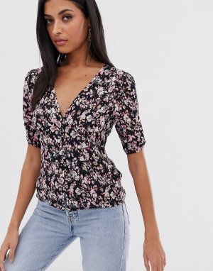 Блузка с цветочным принтом kota freefall-Черный AllSaints