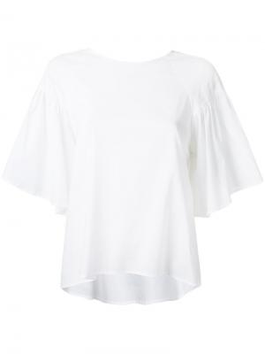 Расклешенная блузка с оборками Muveil. Цвет: белый