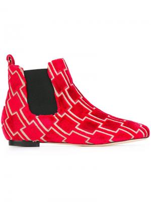 Бархатные ботинки Челси Bams. Цвет: красный