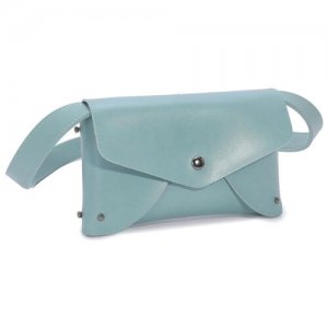 Поясная кожаная сумка-конверт — стильный женский аксессуар OPS-0150/4 OrsOro. Цвет: голубой