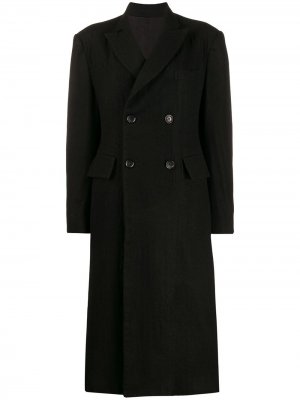 Приталенное двубортное пальто Junya Watanabe. Цвет: черный