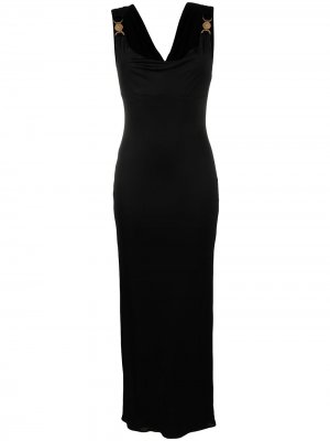 Вечернее платье из джерси с декором Medusa Versace. Цвет: черный