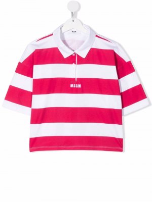 TEEN logo-embroidered striped polo shirt MSGM Kids. Цвет: белый