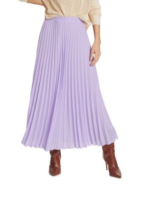 Плиссированная юбка-миди-трапеция , фиолетовый Saks Fifth Avenue